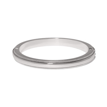 Brighton bangle bracelet with silver-tone finish and ridged textured edge detailing on a white background