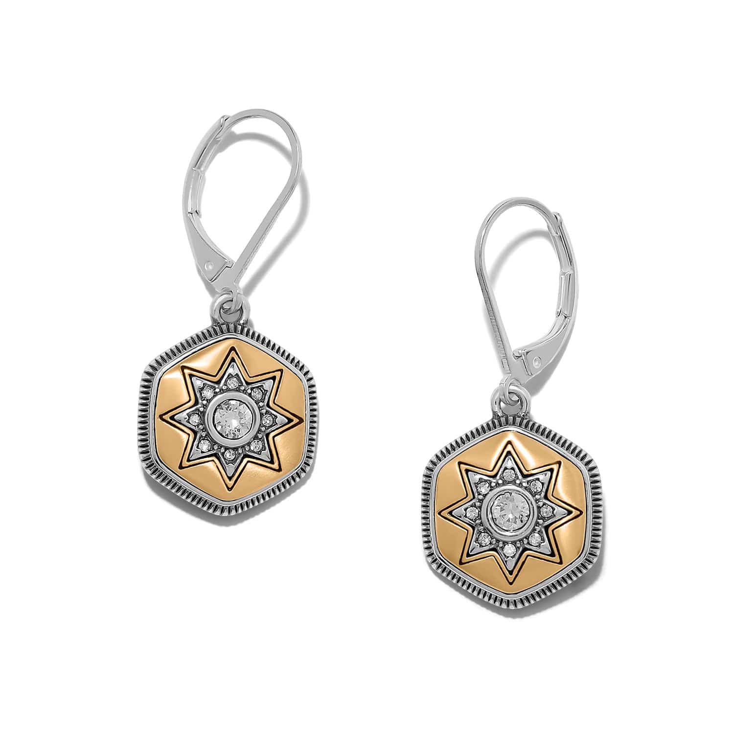 Mosaic Nova Leverback Earrings silver-gold 1