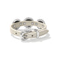 Brighton cream leather bracelet shown from the back with silver-plated buckle closure and stitched edges on a white background