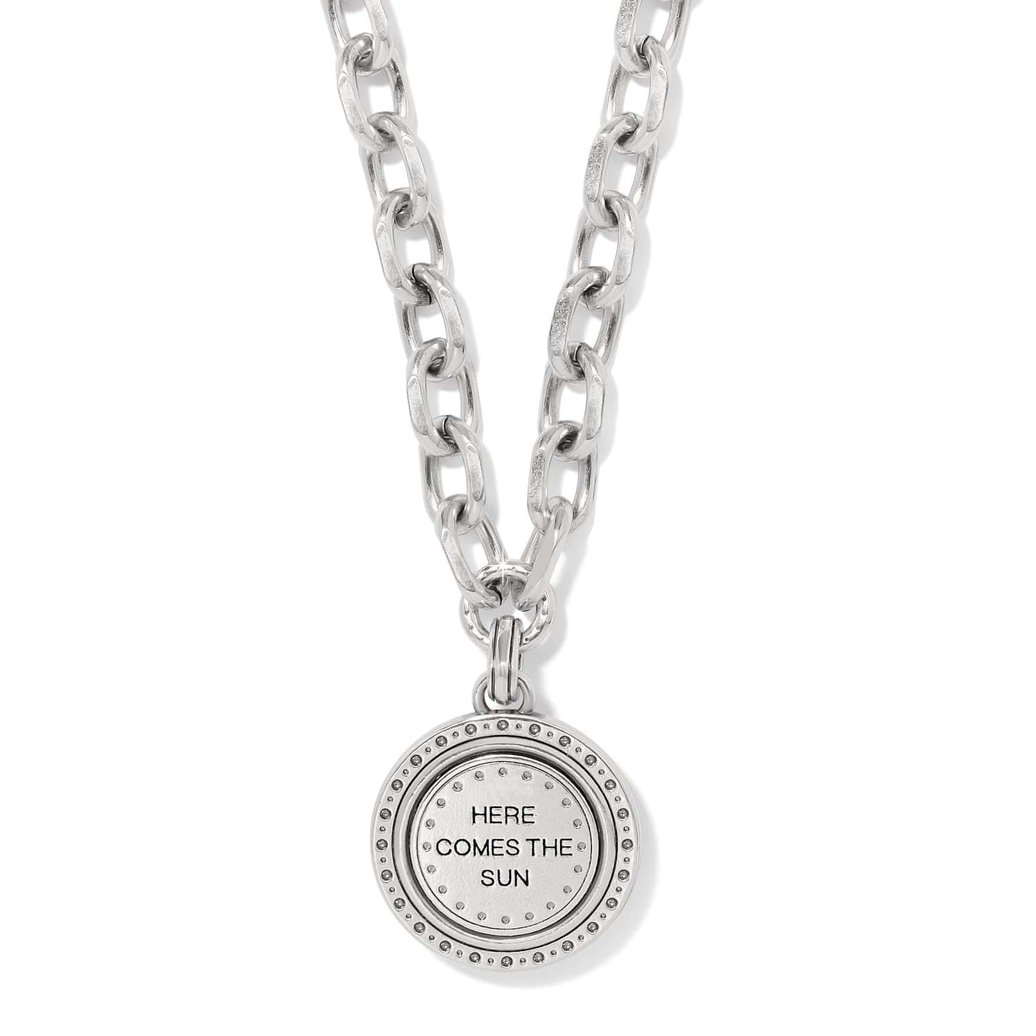 Mosaic Round Two Tone Pendant Necklace silver-gold 2