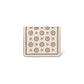 Brighton bifold wallet in cream leather with gold studded floral medallions and perforated border on a white background