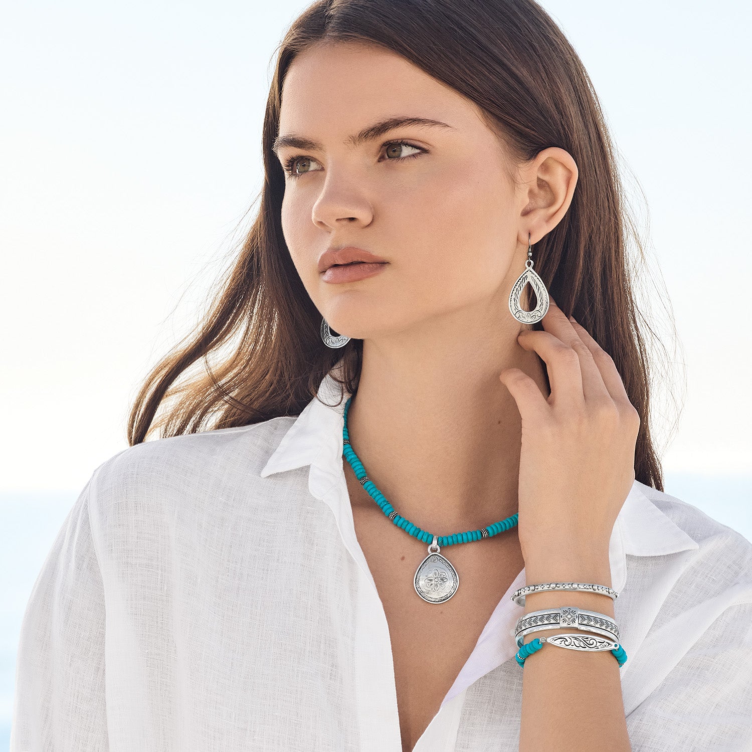 Mosaic Turquoise Teardrop Necklace - Brighton