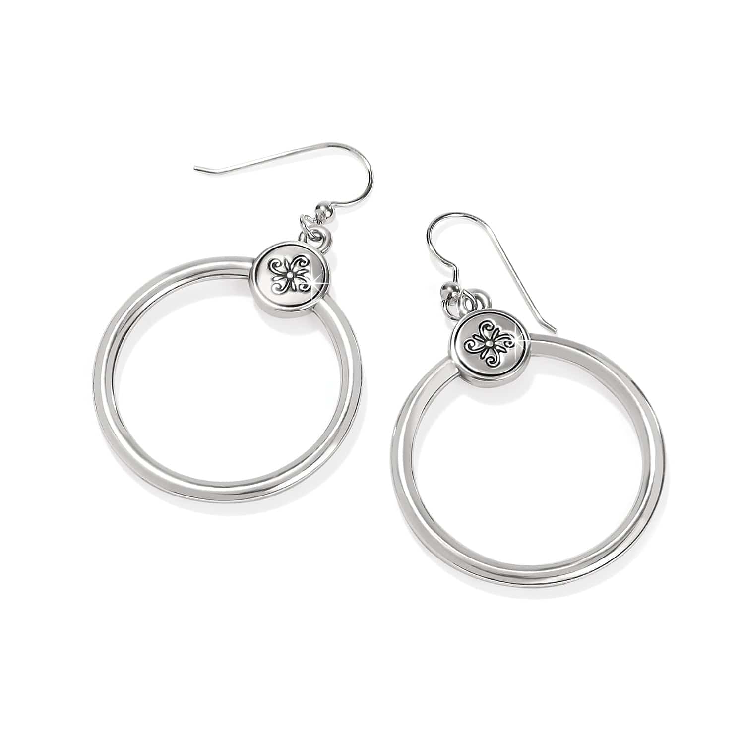 Mosaic Two Tone French Wire Hoop Earrings silver-gold 2