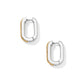 Brighton hoop earrings with two-tone silver and gold rectangular design featuring textured edge detail on a white background