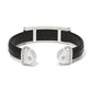 Mosaic Two Tone Leather Bar Cuff Bracelet
