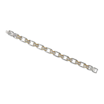 Brighton link bracelet with two-tone silver and gold finish featuring engraved star detailing on a white background