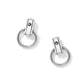 Brighton doorknocker drop earrings with two-tone polished silver hoops and rectangular post details on a white background