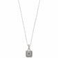 Brighton pendant necklace with small square silver-tone charm featuring engraved floral motif and ridged border on a white background