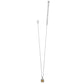 Brighton pendant necklace with two-tone square charm and silver-tone chain with extender clasp on a white background