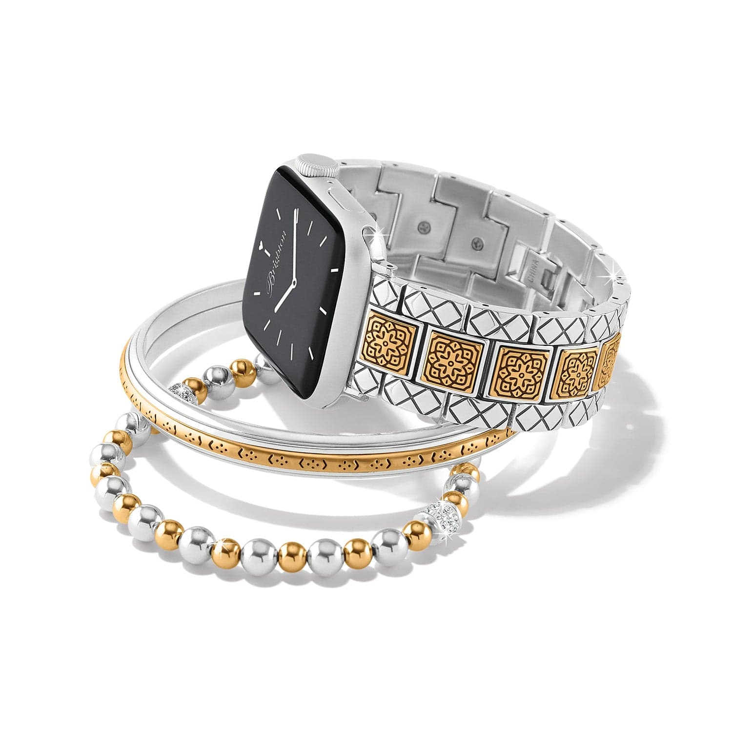 Mosaic Two Tone Watch Band silver-gold 3