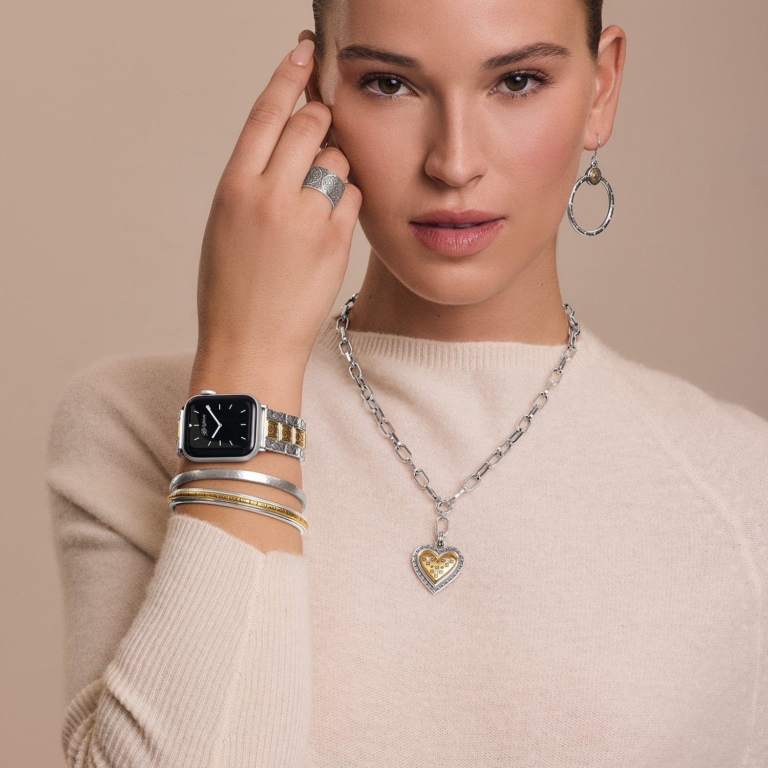 Mosaic Two Tone Watch Band silver-gold 4