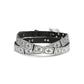 Brighton leather belt with silver-tone engraved square medallions featuring floral and scroll motifs on a white background