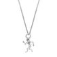 Brighton pendant necklace with silver-plated skeleton charm, enamel floral crown, and box chain on a white background