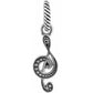 Brighton treble clef charm with silver-plated finish, dotted scroll detail, and rope-textured bail on a white background