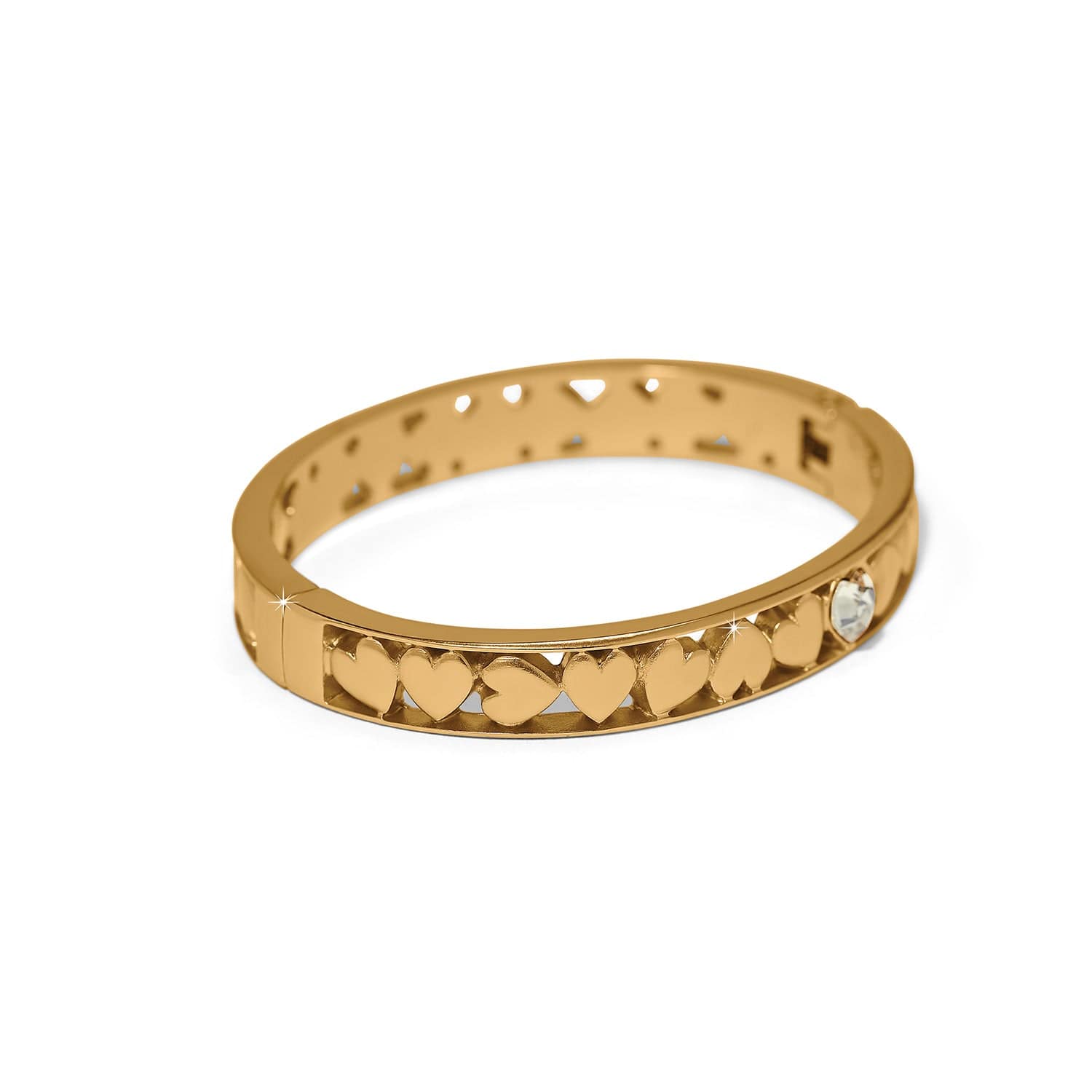 Mystery Of Love Golden Heart Hinged Bangle gold 3