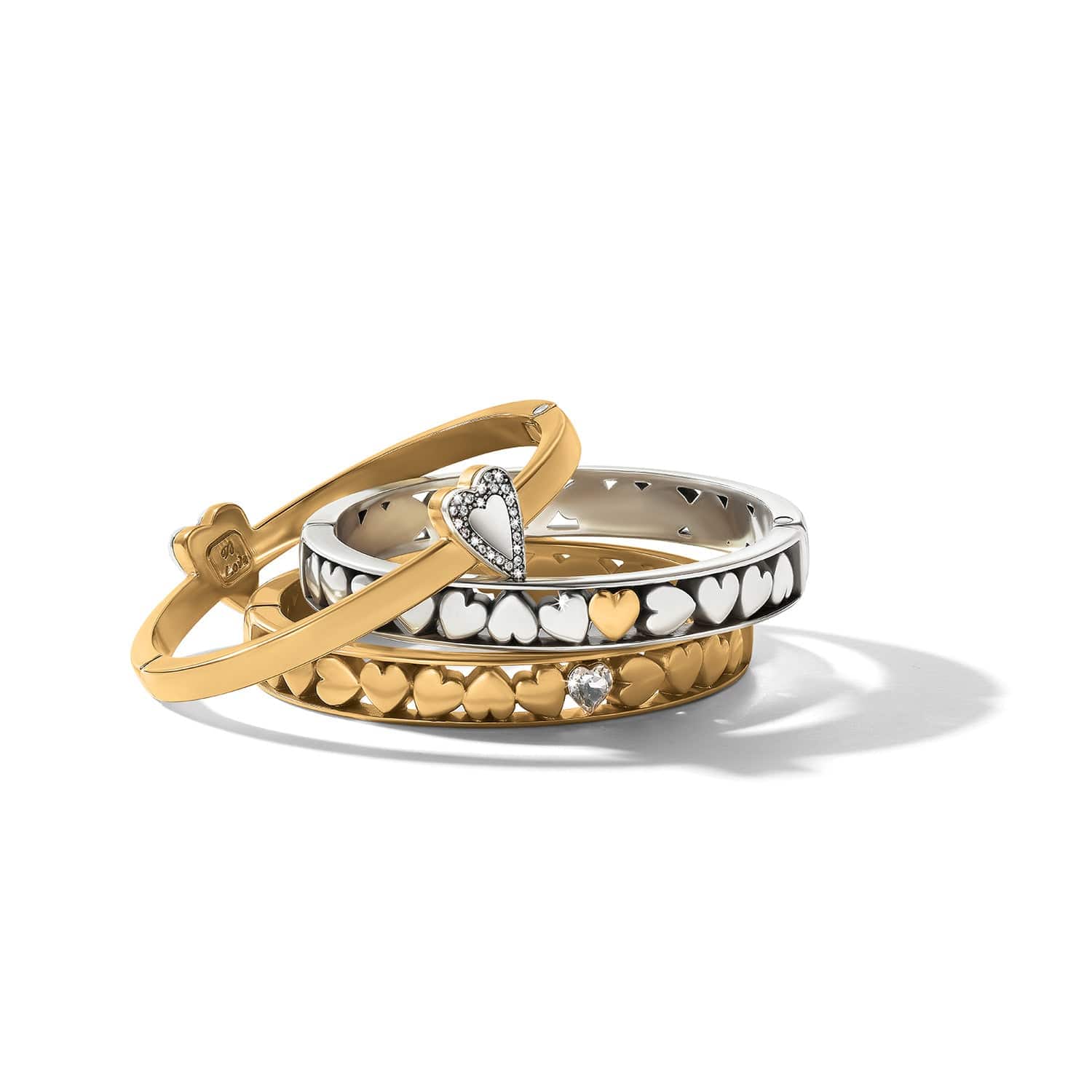 Mystery Of Love Hearts Hinged Bangle silver-gold 3