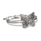 Brighton hinged bangle bracelet with silver-tone butterfly centerpiece featuring leaf detailing and crystal accents on a white background