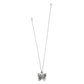 Brighton pendant necklace with silver-plated butterfly featuring engraved leaf detail on delicate chain on a white background