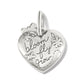 Brighton heart charm with silver-plated finish, engraved bloom fly grow text, flowers, and butterfly on white background