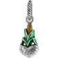 Brighton Nebraska corn charm with green enamel husk, gold-tone kernels, and silver-tone heart base on a white background