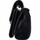 Brighton handbag side view in black pebbled leather with zipper closure and tab pull on a white background
