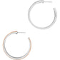 Brighton hoop earrings with silver-plated and light rose gold-plated finish accented with crystal pavé on a white background