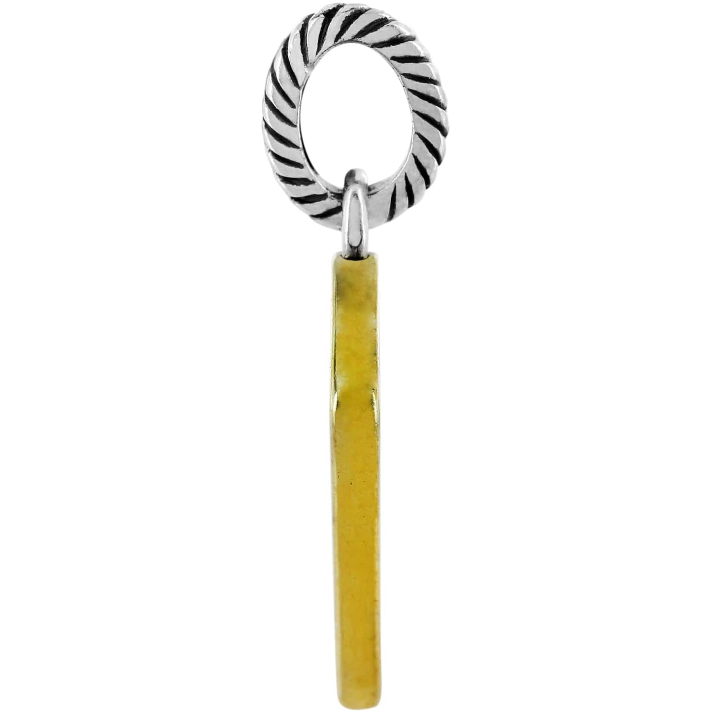 Brighton charm shown from the side with twisted silver-tone ring and elongated gold-tone drop on a white background