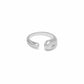 Brighton silver-plated open band ring with rounded ends and crystal accents along one side on a white background