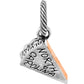 Brighton North Carolina sweet potato pie charm with orange enamel finish and engraved silver-tone lettering on a white background