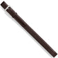 Brighton dark brown leather belt with silver-tone single-prong buckle and stitched edge detail on a white background