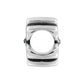 Brighton silver-plated charm bead with ribbed design, center threading hole, and green crystal accents on a white background