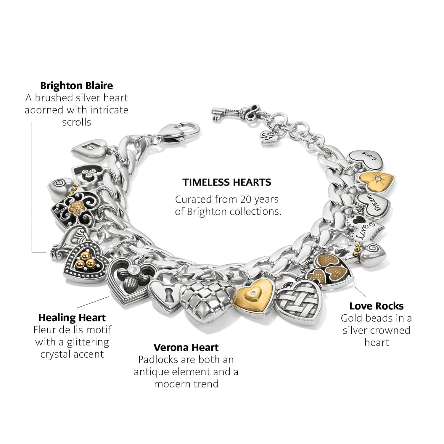 One Heart Charm Bracelet silver-gold 3