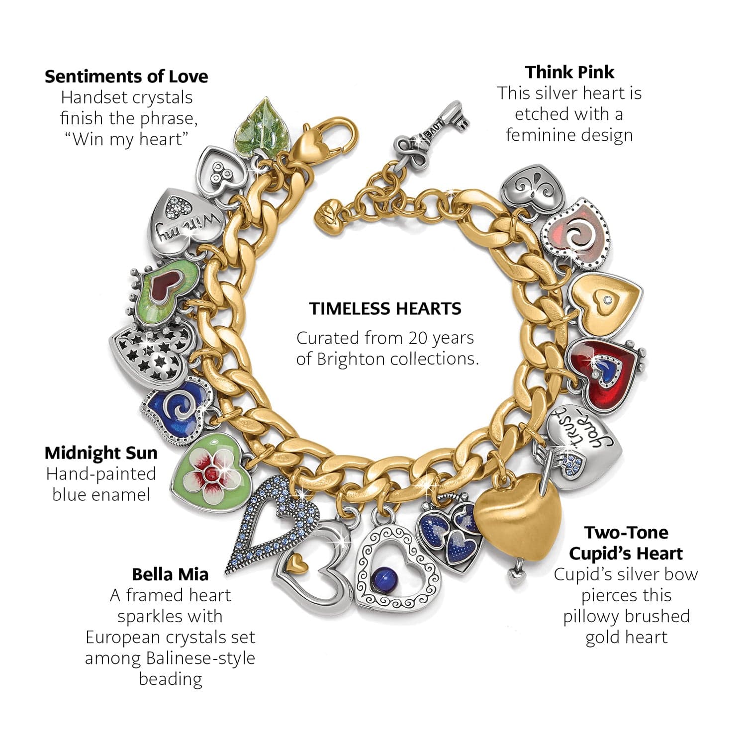 One Heart Color Charm Bracelet silver-gold 3