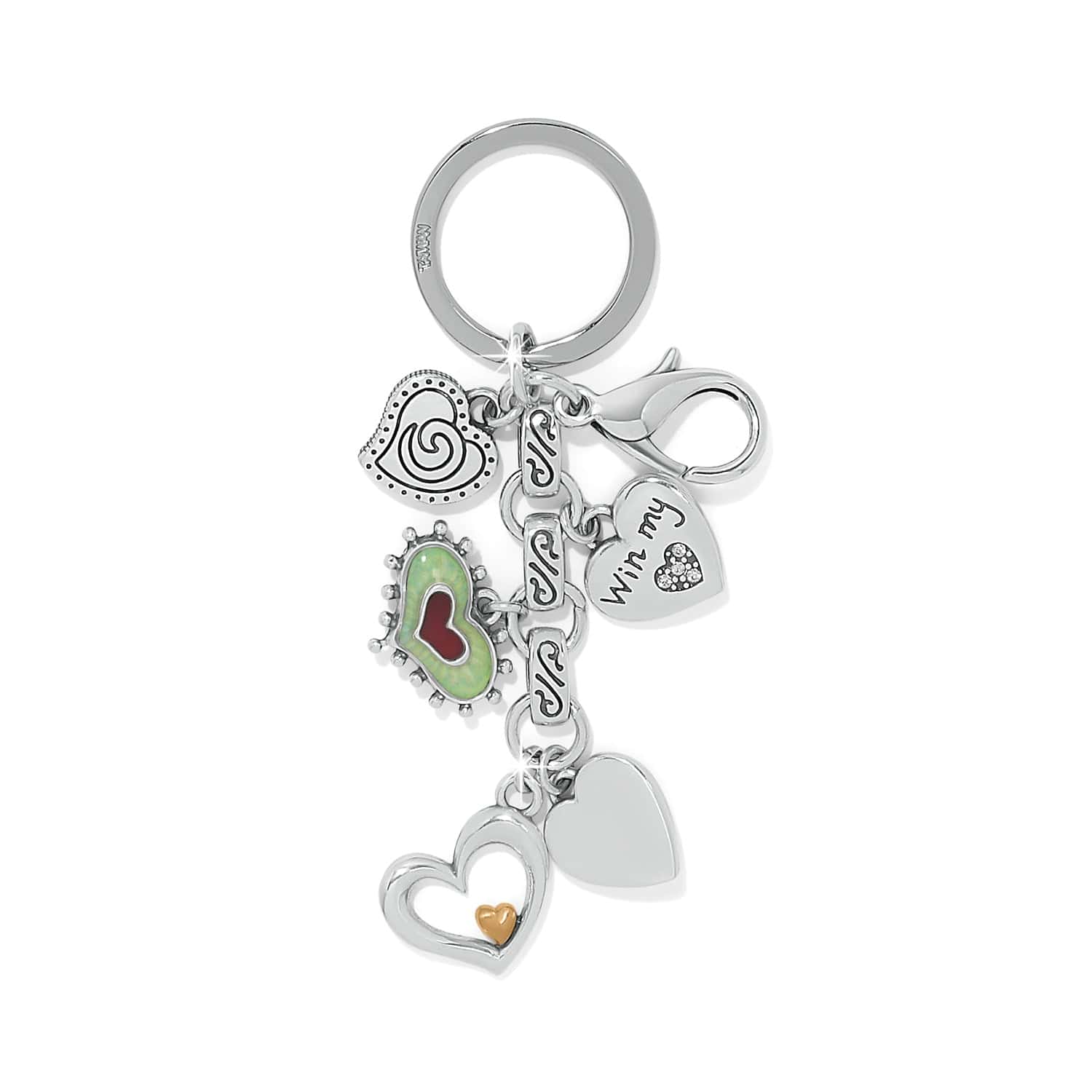 One Heart Color Key Fob silver-multi 2