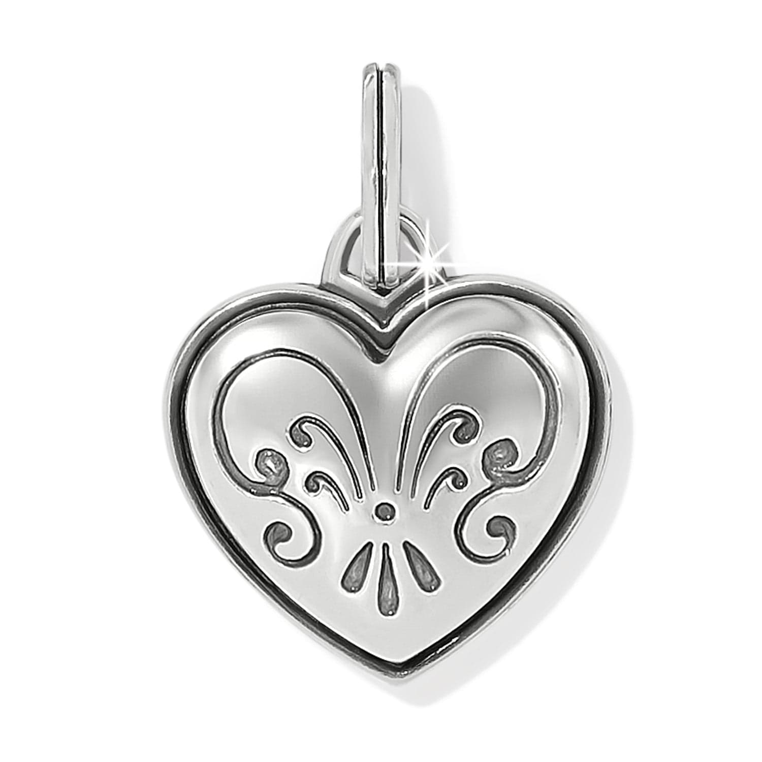 One Heart Etched Love Charm silver 1