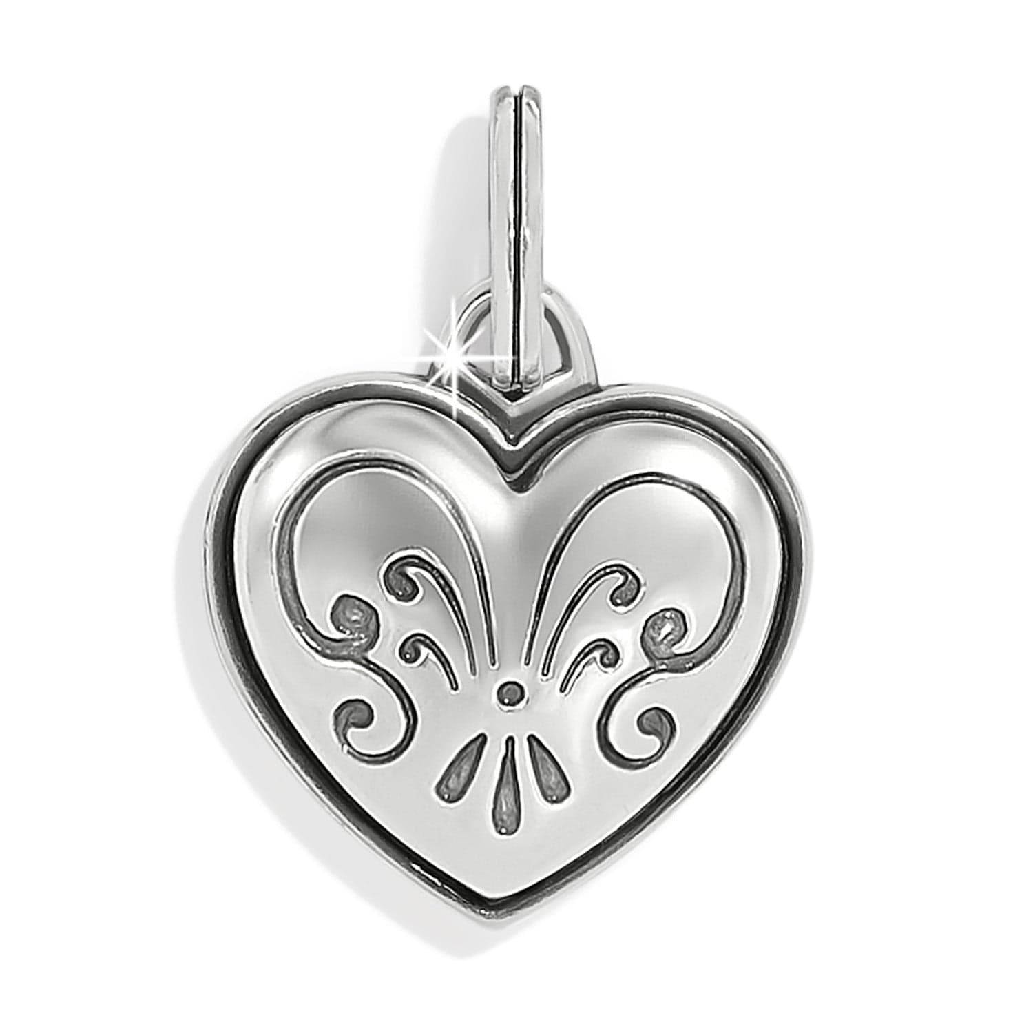 One Heart Etched Love Charm silver 2