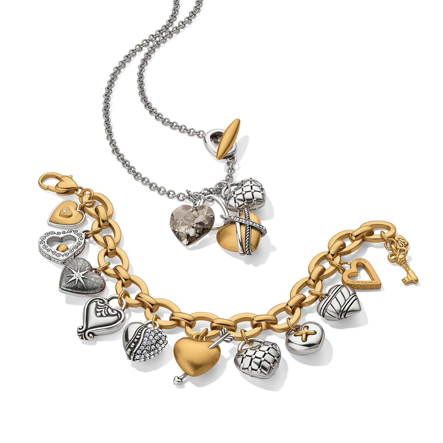 One Heart Large Charm Bracelet silver-gold 3