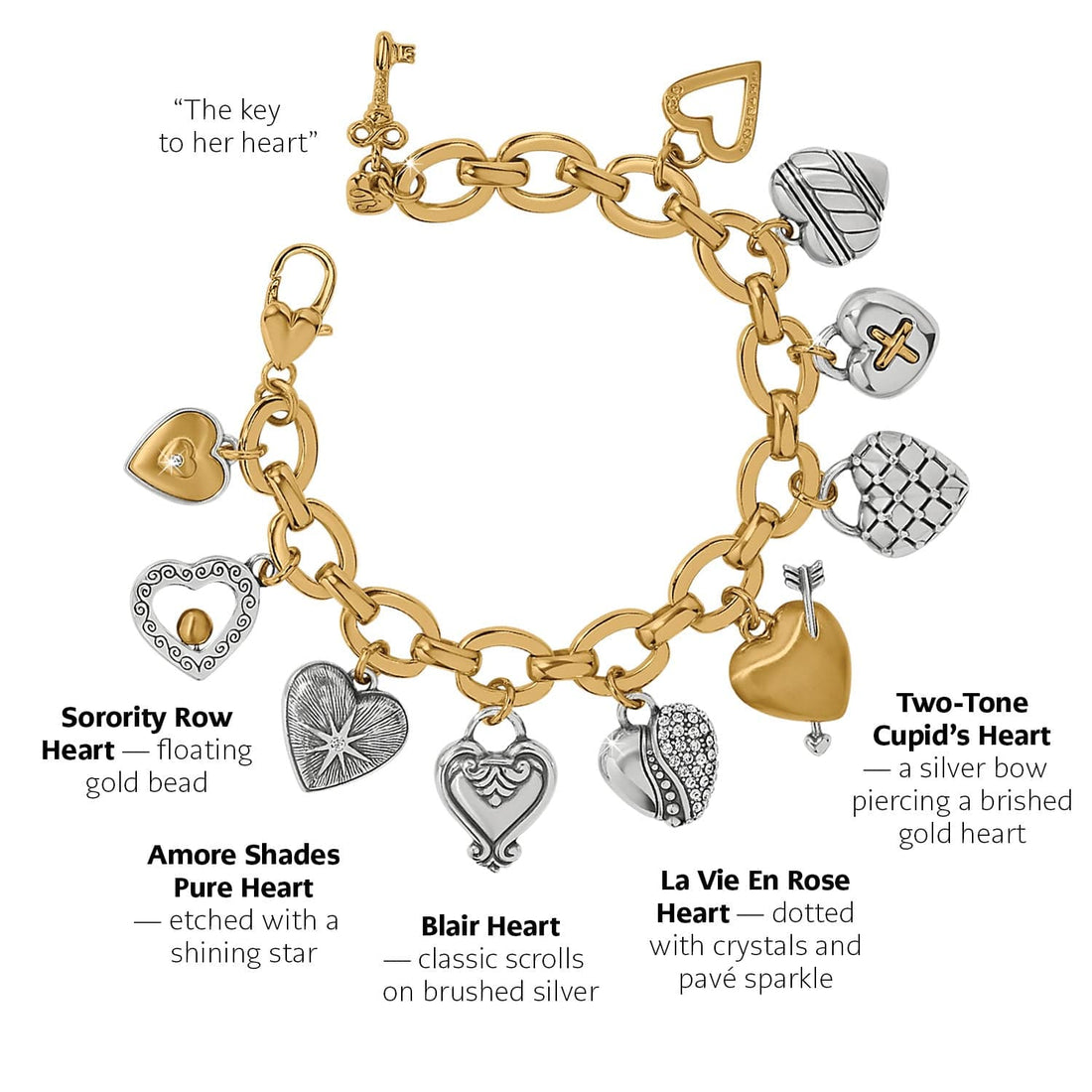 One Heart Large Charm Bracelet - Brighton