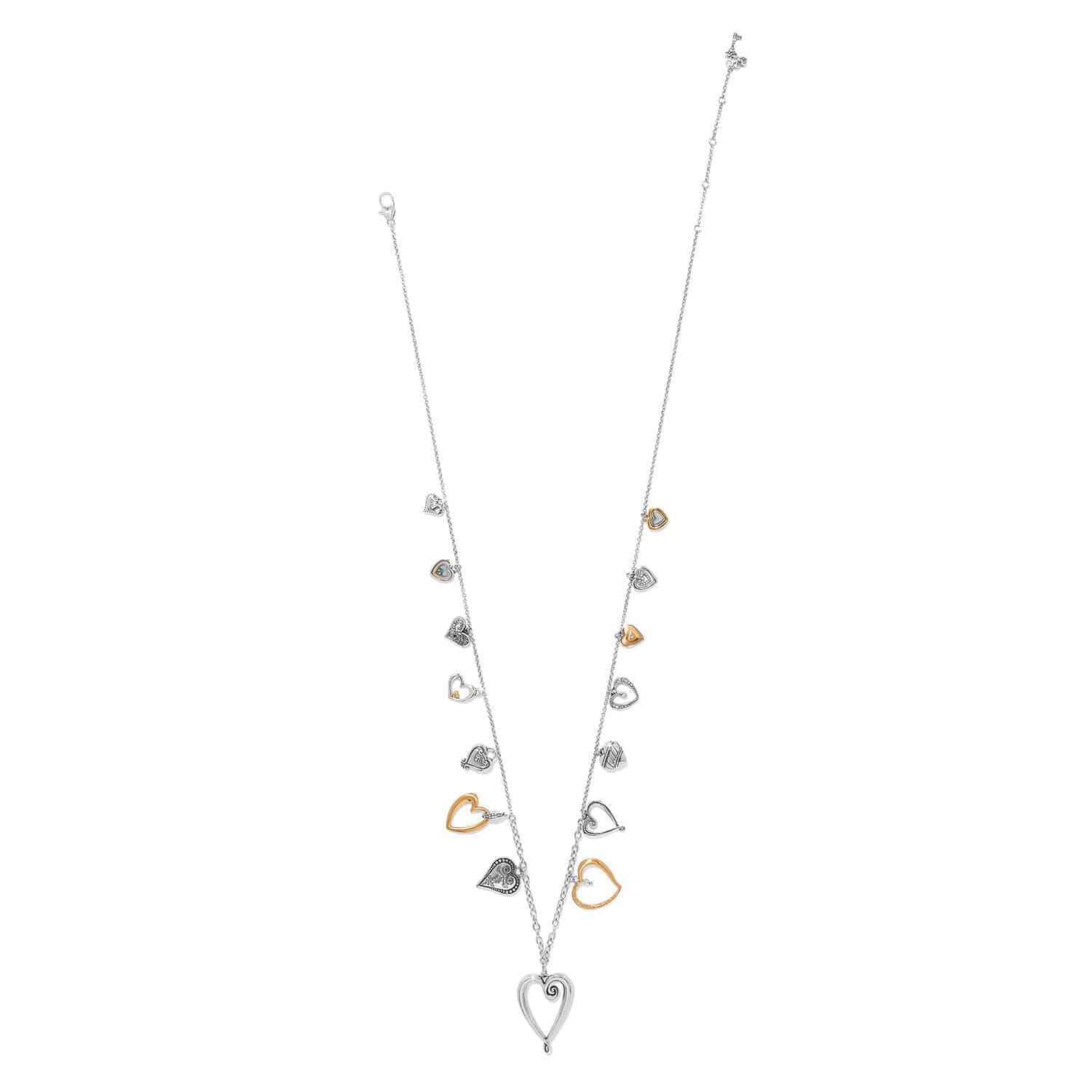 One Heart Large Long Necklace silver-gold 3