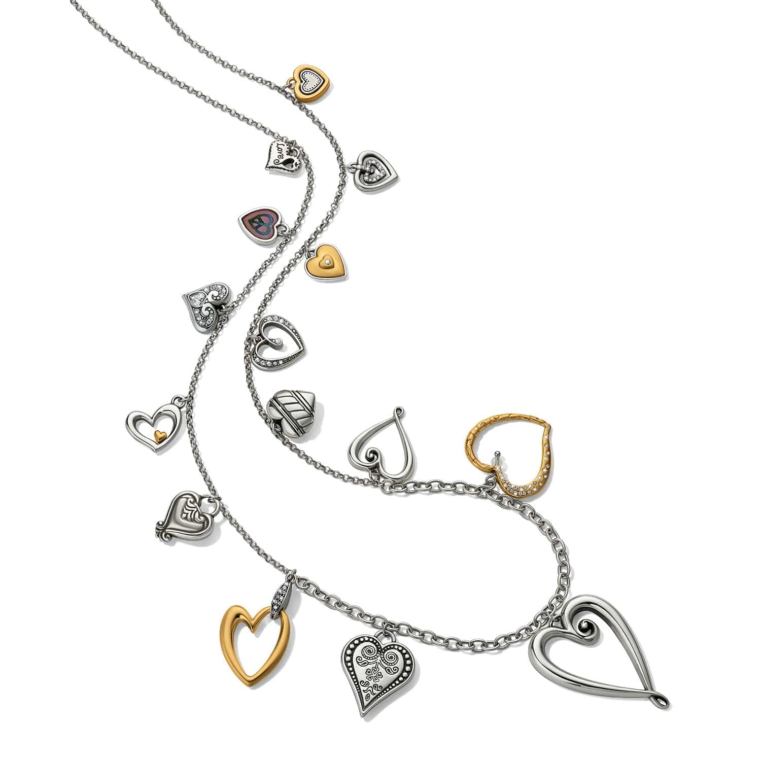 One Heart Large Long Necklace silver-gold 4