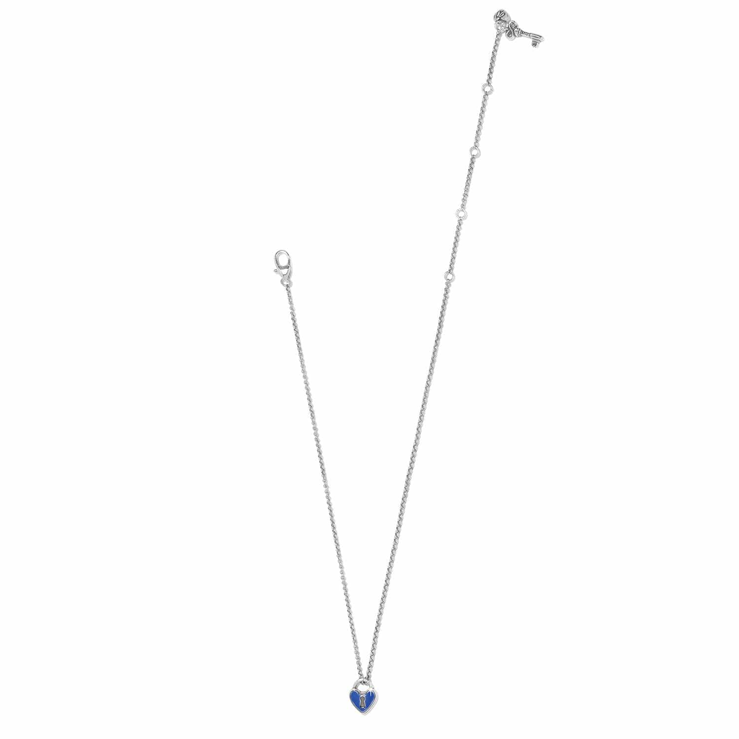 One Heart Padlock Reversible Necklace silver-blue 2