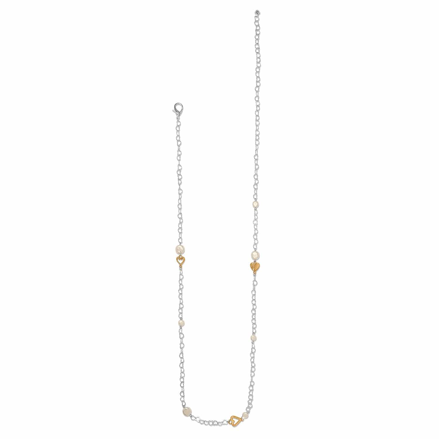 One Heart Pearl Long Necklace silver-gold 2