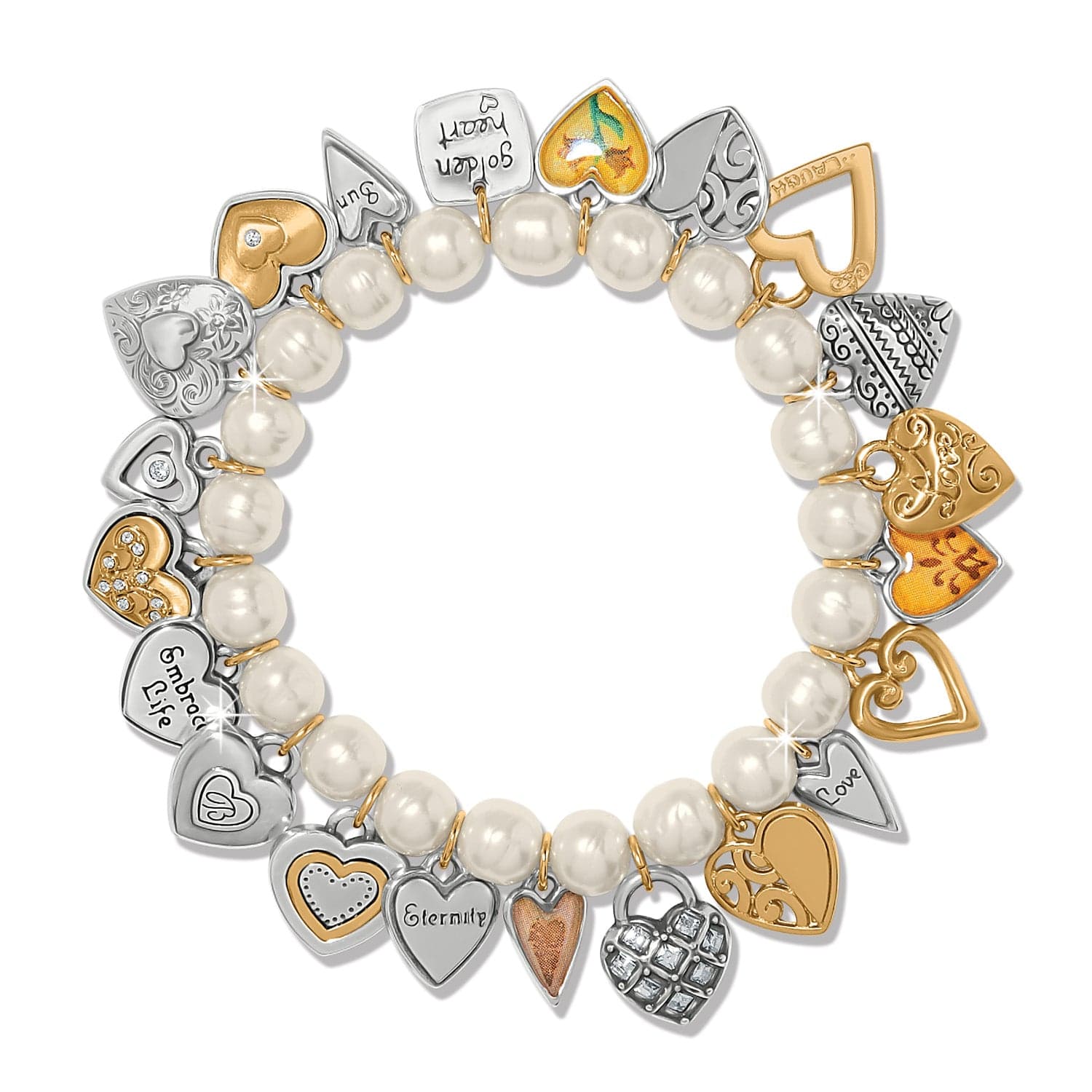 One Heart Pearl Stretch Bracelet silver-gold 2