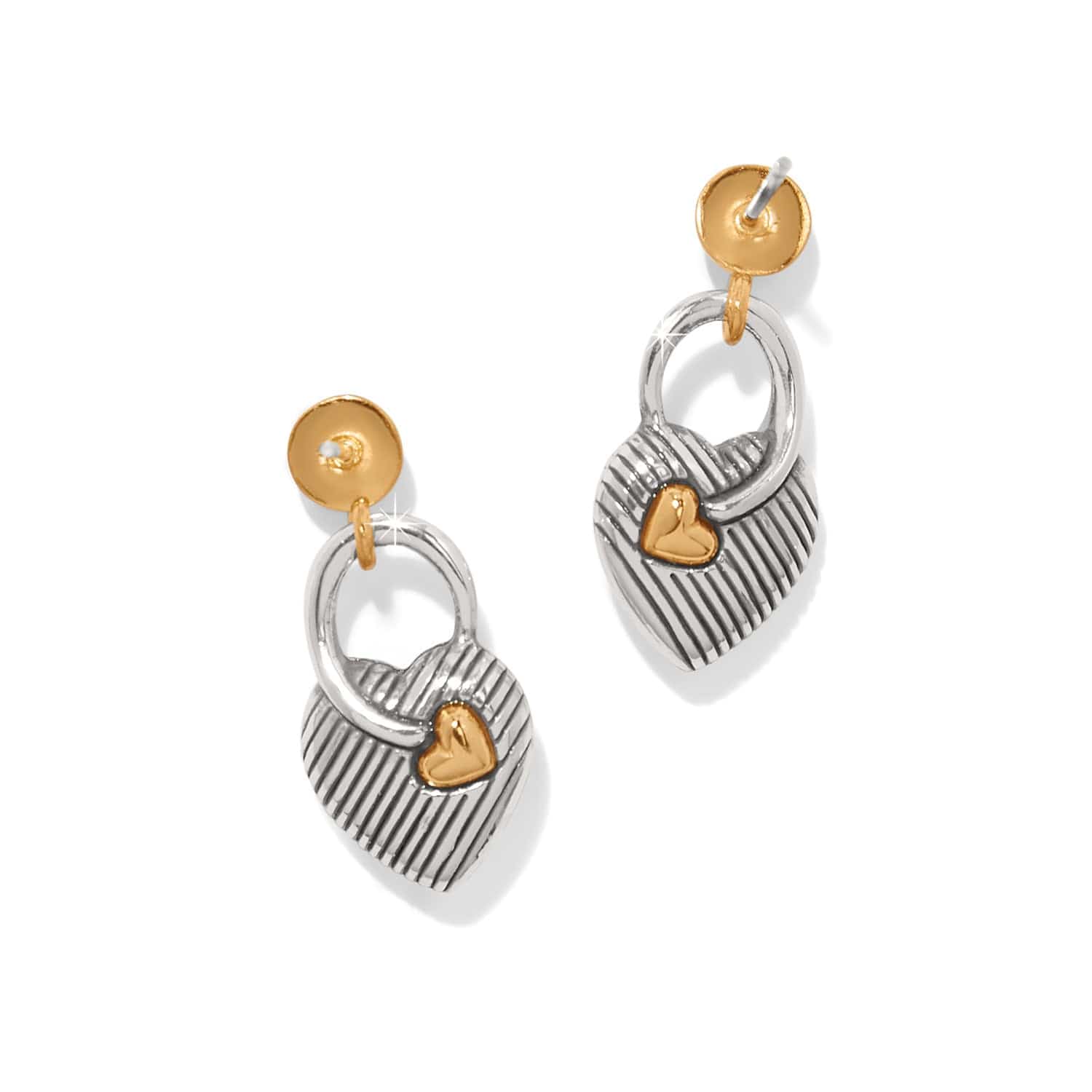 One Heart Post Drop Earrings silver-gold 2