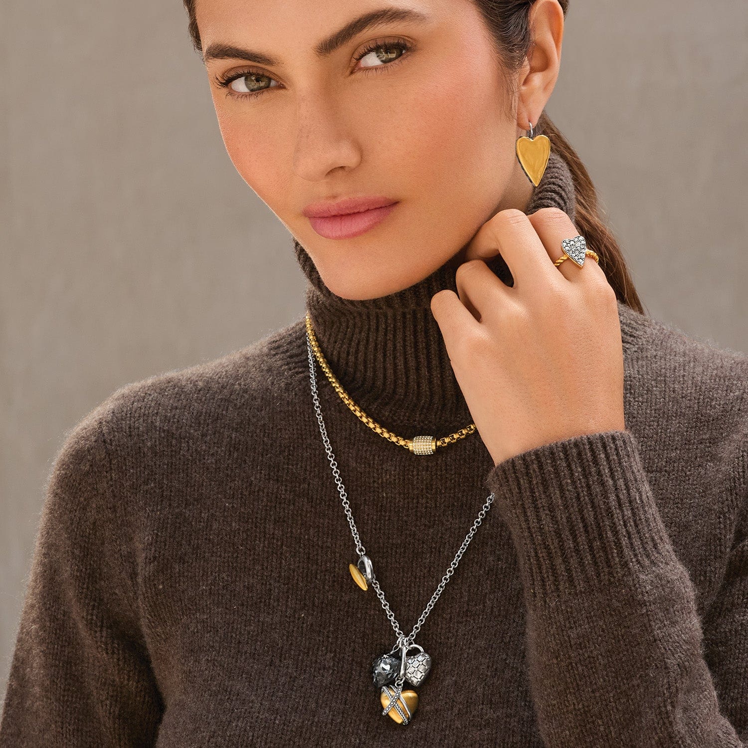 One Heart Toggle Necklace silver-gold 3