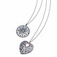 Brighton silver-plated pendant necklaces with circular medallion and heart designs featuring multicolored crystals on a white background