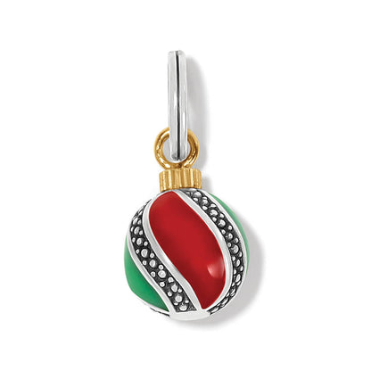 Brighton ornament charm with red and green enamel, silver-plated beaded accents, and gold-plated cap on a white background