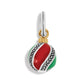 Brighton ornament charm with red and green enamel, silver-plated bead accents, and gold-plated top on a white background