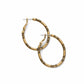 Brighton hoop earrings in gold-plated finish with engraved scroll swirl detailing along the bands on a white background