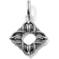 Brighton diamond-shaped charm with silver-plated rope and woven texture detail and split ring on a white background